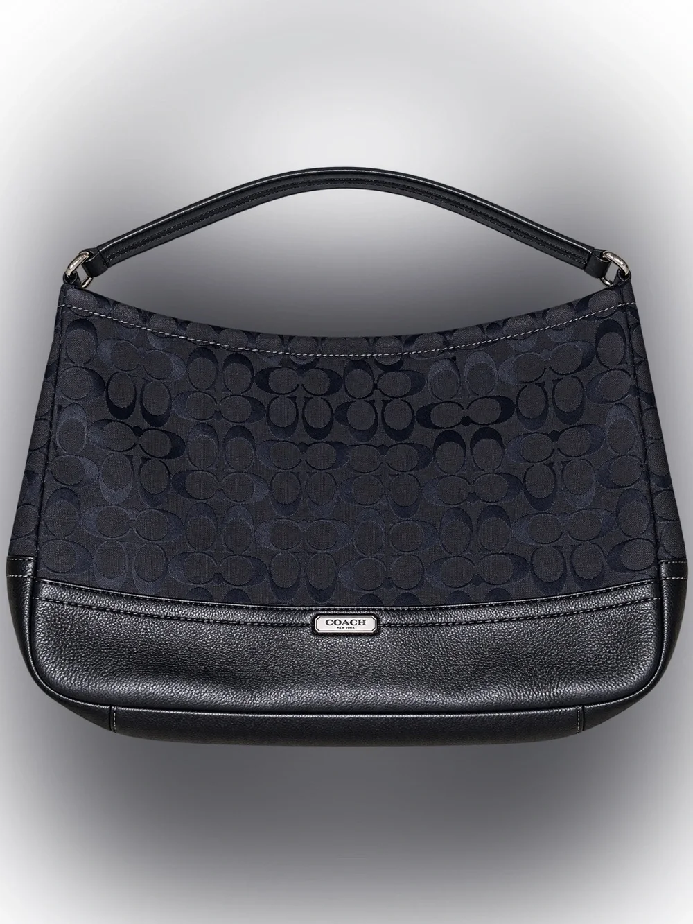 Coach Park Signature Hobo F23279 Black Jacquard Leather Shoulder Bag EUC